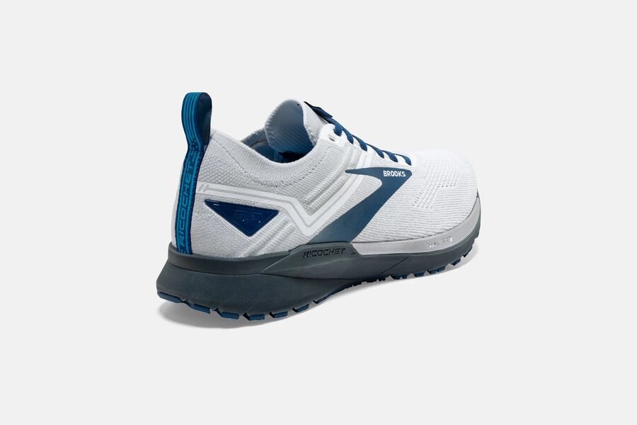 Brooks Israel Ricochet 3 Road Running Shoes Mens - White/Blue - JMW-106439